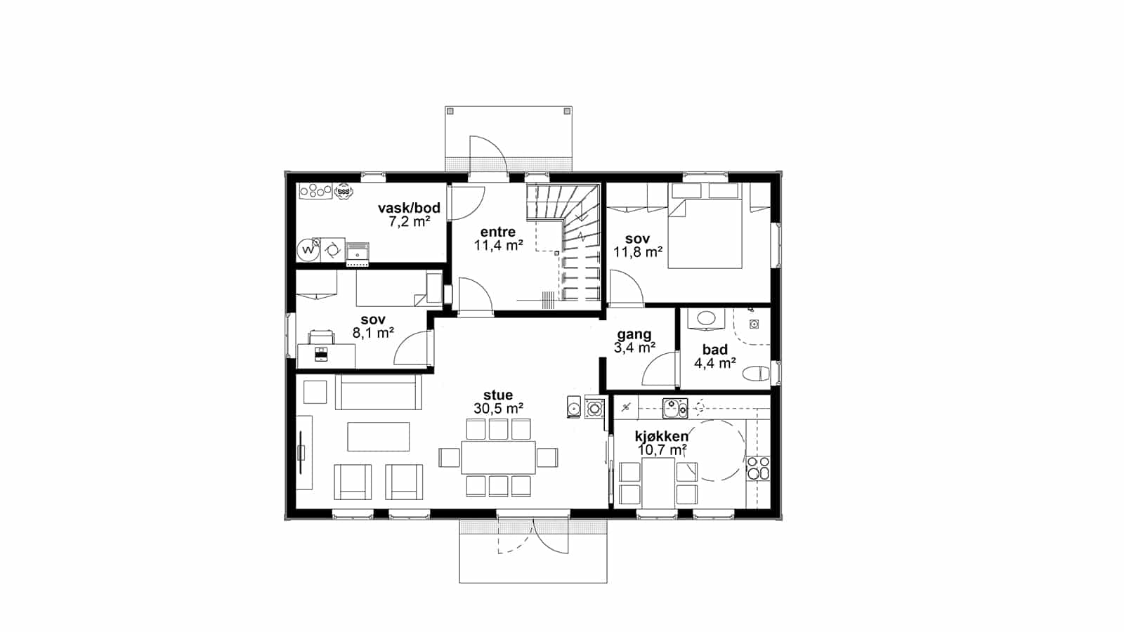 Plantegning av 1.etasje - Paradis