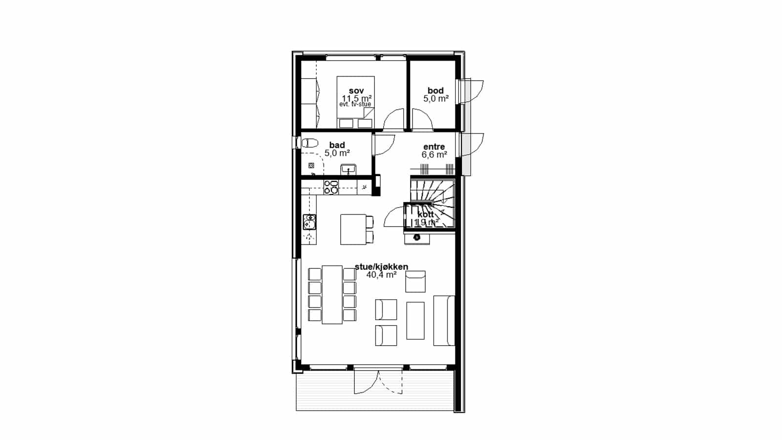 Plantegning av 1.etasje - Sans