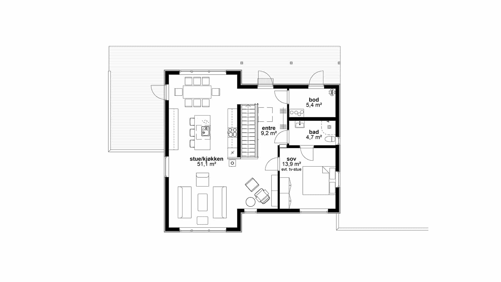 Plantegning av 1.etasje - Smak