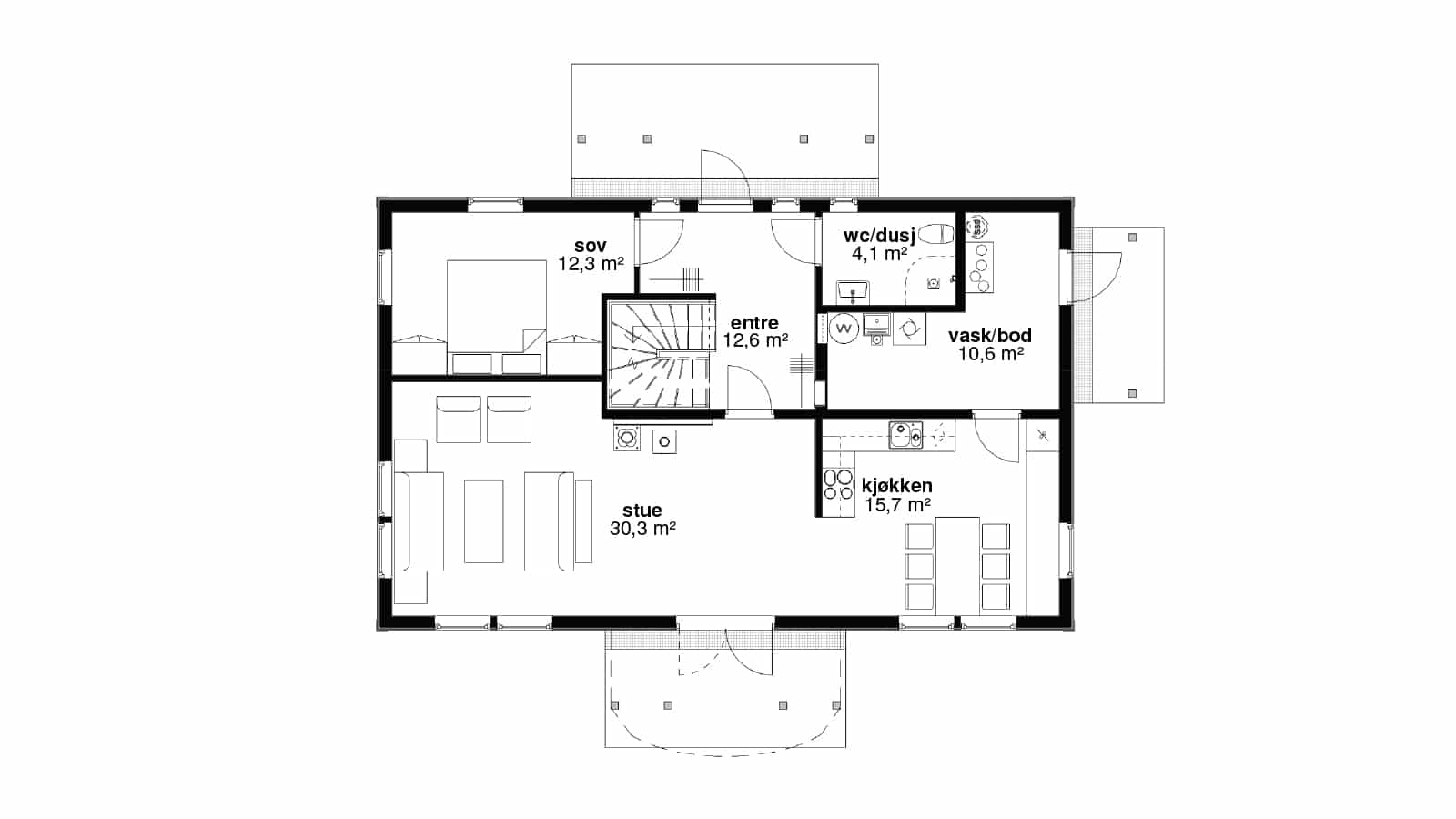 Plantegning av 1.etasje - Timotei