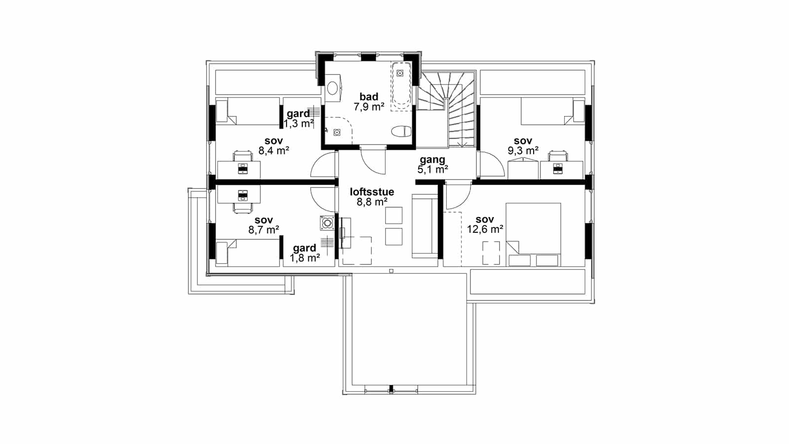 Plantegning av 2.etasje - Peiskos