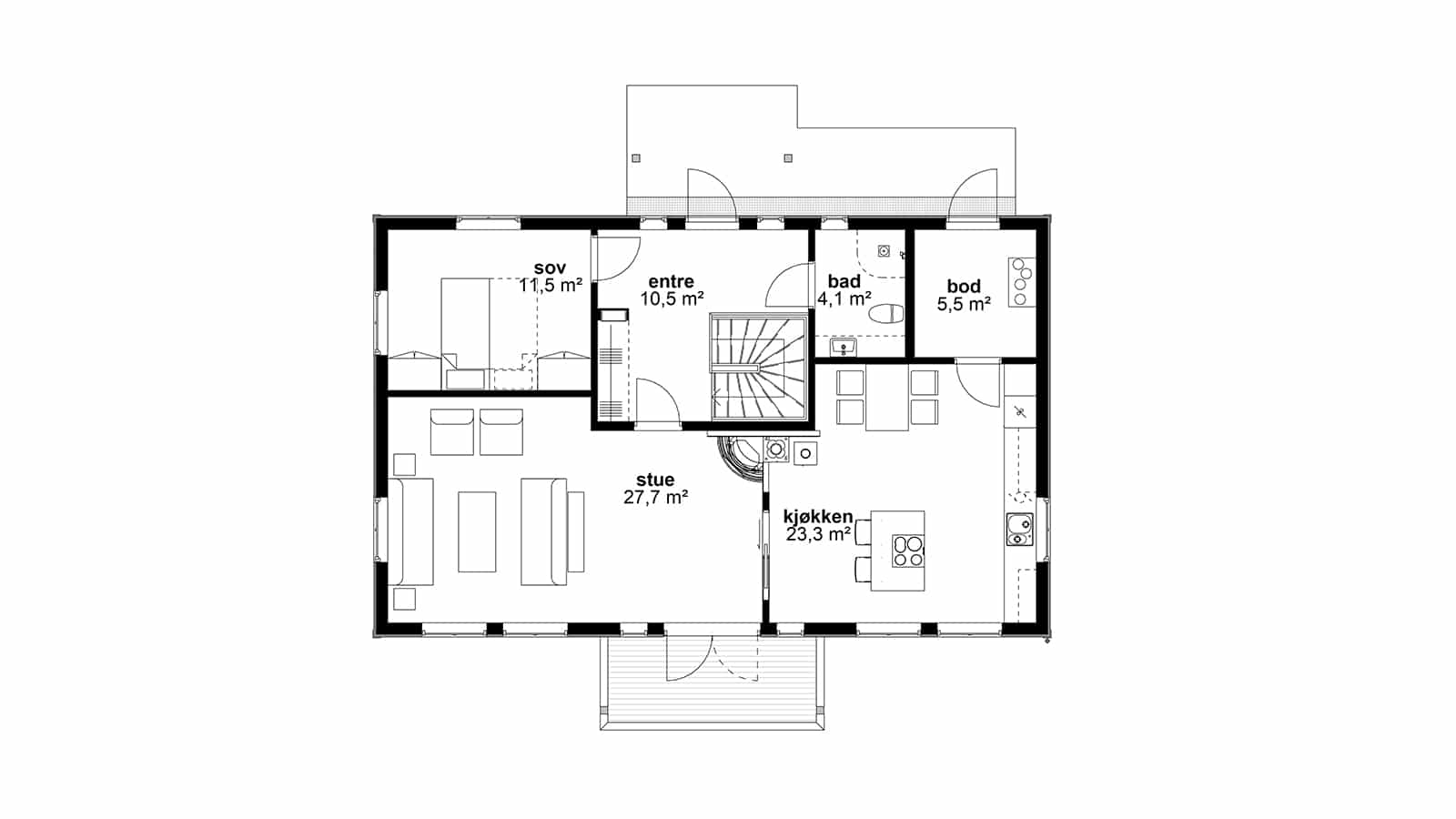Plantegning hovedetasje - Fredag