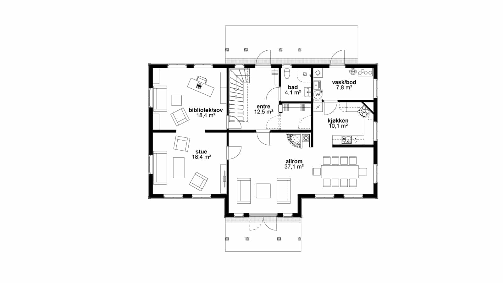 Plantegning av 1.etasje - Herskapelig bolig