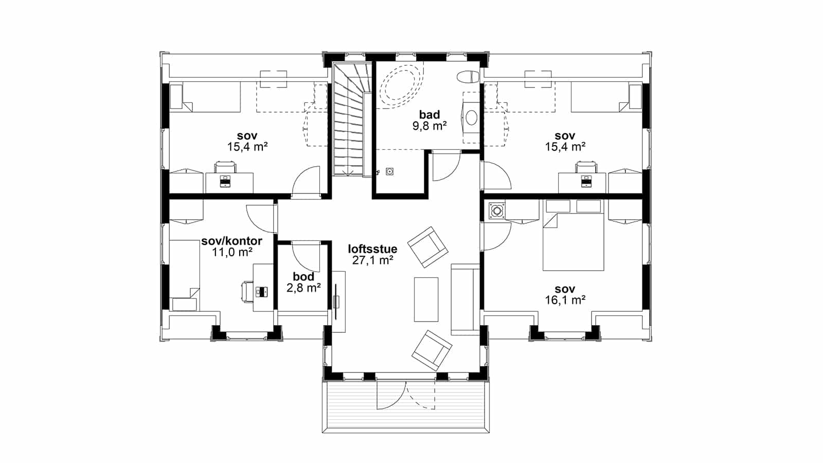Plantegning av 2.etasje - Herskapelig bolig