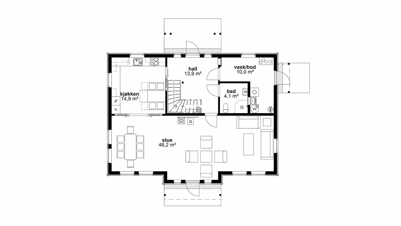 Plantegning av 2. etasje Eplehage- klassisk bolig
